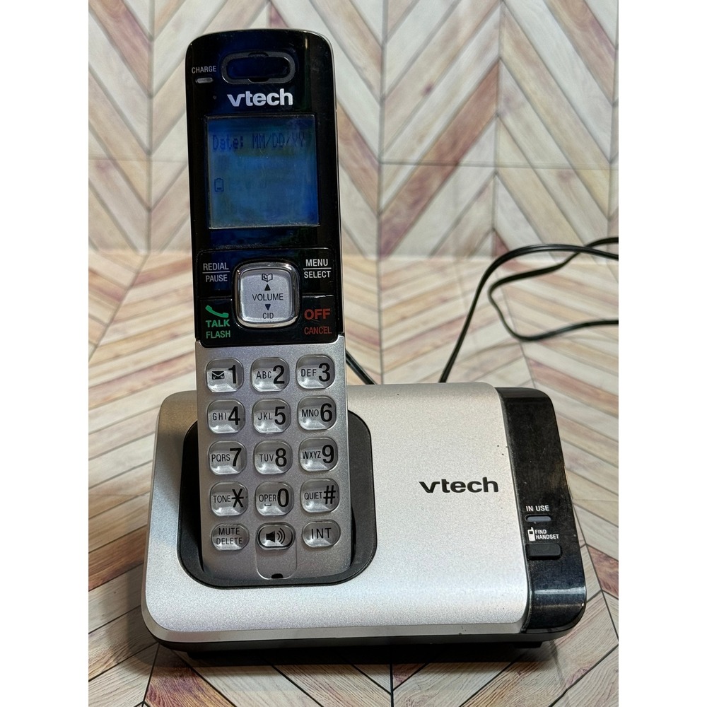 Vtech CS6719-2 DECT 6.0 Cordless Phone System Silver Black with Base and Power
